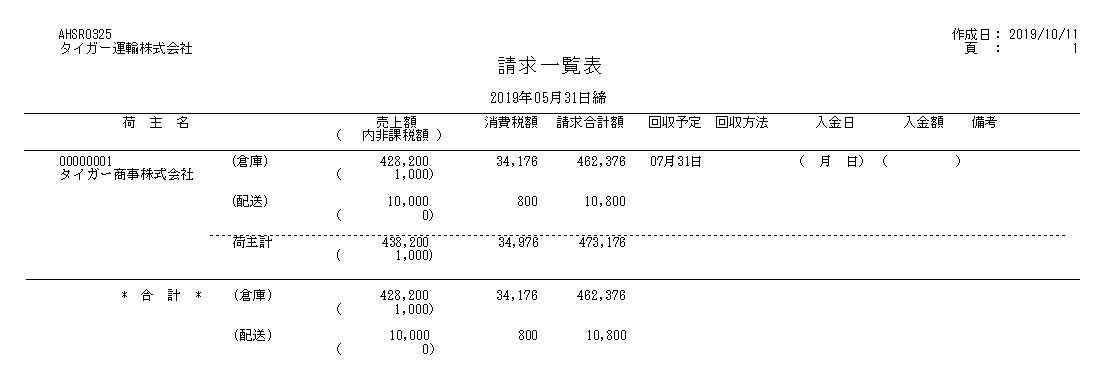 図：請求一覧表サンプル