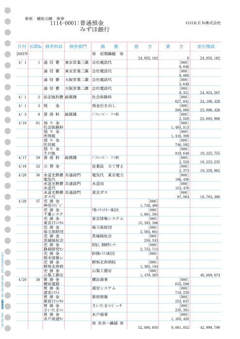 元帳（OK-033 Win）